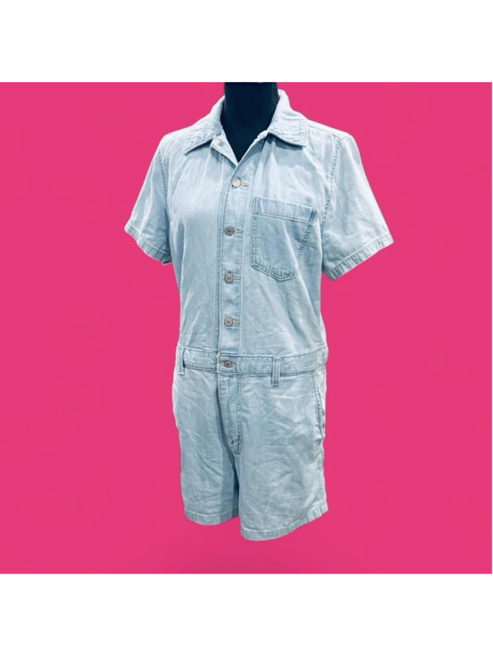 Levi's Women's Denim Utility Romper M Light Wash Coverall Jumpsuit Shorts